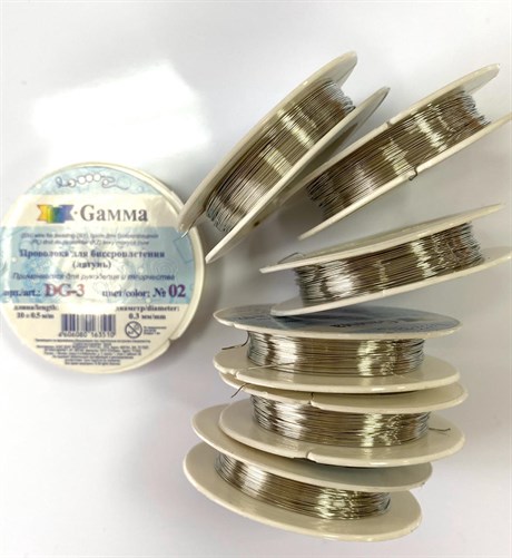 Проволока Gamma 0,4 mm цвет: серебро №02, 10м, 1 шт - фото 23187