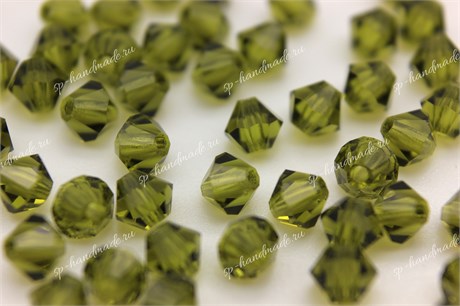 Биконусы хрусталь 4 мм Olivine 10 шт (Preciosa) PR-378 - фото 23504