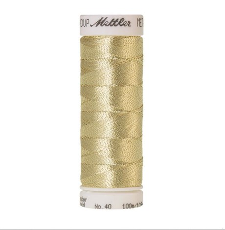 НИТЬ ВЫШИВАЛЬНАЯ METALLIC (METTLER) цвет 0496 Pale Gold, толщина №40, катушка 100 м , 60% полиэстр, 40% полиамид, 1 катушка 7633-0496 - фото 23508