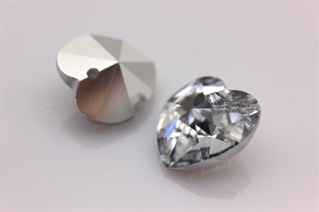 Подвеска Preciosa Сердце (Heart 301) 14 мм Crystal Aluminium Foiled/ 1 шт (Чехия) - фото 24015