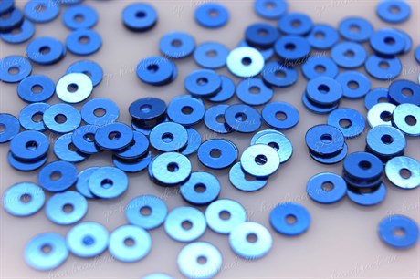Пайетки плоские FM-17  синие металлик 4 мм 3 гр (Индия) - фото 24194