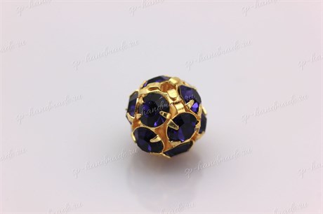 Шар с кристаллами цвет Purple Velvet, цвет основы золотистый, 10 мм 1 шт (Preciosa) - фото 25030
