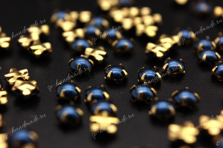 Полужемчужины пришивные Preciosa Blue / оправа - цвет золото / Maxima 5 мм 10 шт (Чехия) - фото 25089