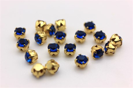 Шатоны пришивные Preciosa Maxima ss12 (3,0-3,2 мм) Capri Blue, цвет оправы золото, 10 шт (Чехия) SS12-104 - фото 25589