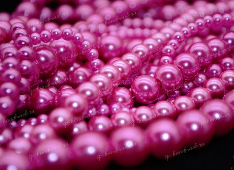 Микс жемчуга Ярко-розовый, 17шт (от 4 до 12 мм), стекло, Китай - фото 25784