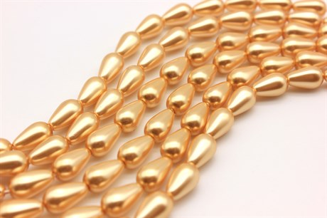 Хрустальный жемчуг Preciosa Maxima (Pearl Pearl) 10х6 мм  Gold, 1 шт - фото 26244