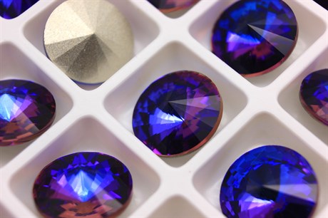 Риволи Aurora Crystal Violet Blue /14 мм 1 шт  (стекло K9) - фото 26577