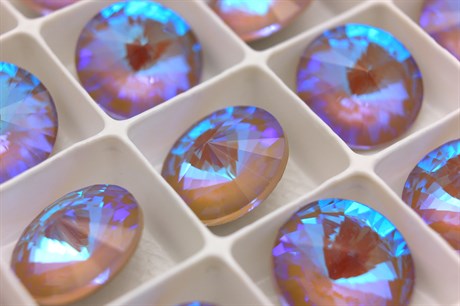 Риволи Aurora Crystal Ochre Delite /  14 мм 1 шт  (стекло K9) - фото 26583