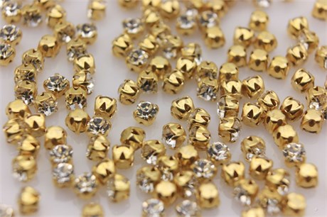 Шатоны пришивные Preciosa Maxima ss12 (3,0-3,2 мм) Crystal, цвет оправы золото, 10 шт (Чехия) PR-302 - фото 27310