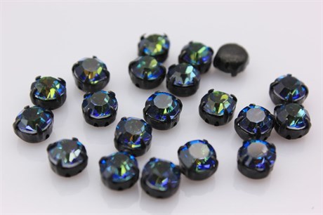 Шатон Preciosa Crystal Bermuda Blue 1 шт/черная оправа/Maxima ss34 / 7,05-7,25 мм (Чехия) - фото 27312