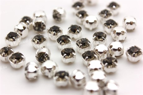 Шатоны Preciosa хрустальные ss12 (3,0-3,2 мм) цвет оправы серебро 10 шт Black Diamond - фото 27474