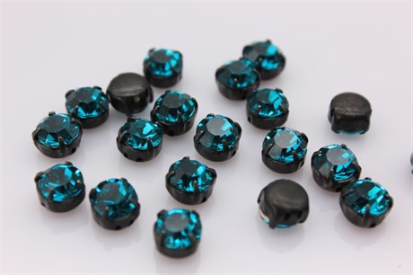 Шатон Preciosa Blue Zircon 1 шт/ Maxima ss34 / 7,05-7,25 мм/черная оправа (Чехия) SS34-25 - фото 27640