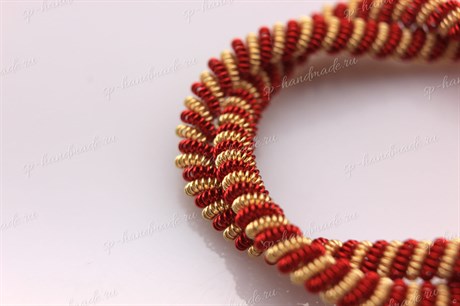 Канительный шнур, цвет золото/красный Gold/Ruby, 4 мм, 5 гр (Индия) - фото 27791