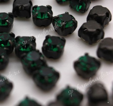 Шатон Preciosa Emerald 1 шт/ черная оправа / Maxima ss34 / 7,05-7,25 мм (Чехия) - фото 28002
