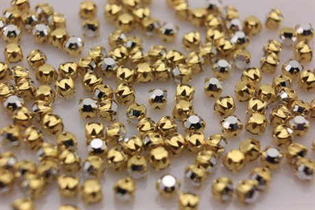 Шатоны пришивные Preciosa Maxima Crystal Labrador  / оправа - цвет gold ss12/3,0-3,2 мм 10 шт (Чехия)   10шт - фото 28284