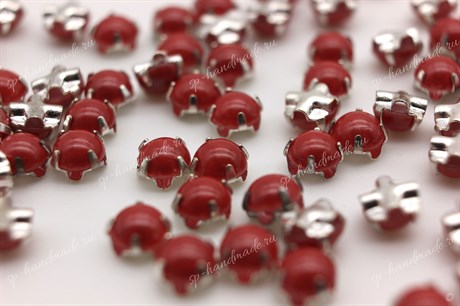 Полужемчужины пришивные Preciosa Cranberry / оправа - цвет серебро / Maxima 5 мм 10 шт (Чехия) - фото 28359