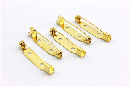 Основа для броши стандартный замок цвет золото 30 мм 1 шт (Япония) - фото 28507