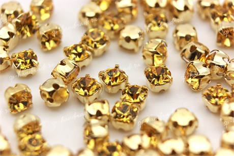 Шатоны Preciosa Light Topaz /оправа - цвет золото ss16/3,8-4,0 мм 10 шт (Чехия) PR-812 - фото 28921
