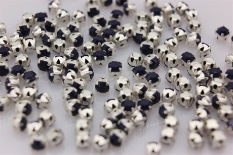 Шатоны Preciosa хрустальные ss12 (3,0-3,2 мм) цвет оправы серебро 10 шт Deep Sea U - фото 30127