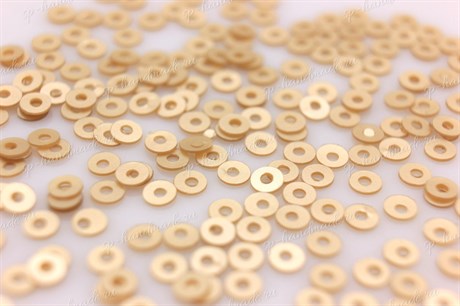 Пайетки плоские   золотистые матовые 3 мм 3 гр  (Индия) - фото 30378