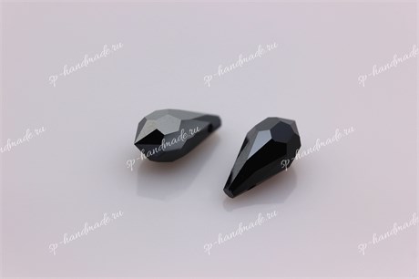 Подвеска  Preciosa Drop Pendant (984)  5,5*11 мм Jet Hematite half / 1 шт (Чехия) DP-64 - фото 31006