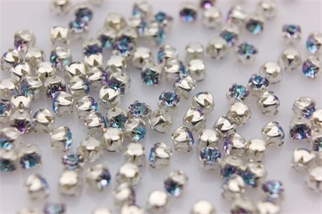 Шатоны пришивные Preciosa Maxima ss12 (3,0-3,2 мм) Crystal Vitrail Light, цвет оправы серебро, 10 шт (Чехия) PR-308 - фото 31314