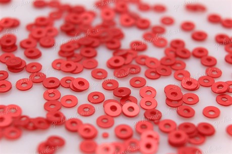 Пайетки плоские   красные матовые 3 мм 3 гр  (Индия) - фото 31348