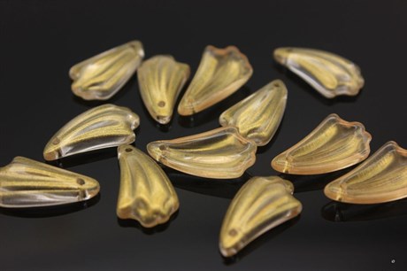 Лепесток золотистый  20x10.5x5 мм,  отверстие 1,2 мм, 1 шт (стекло) - фото 31504