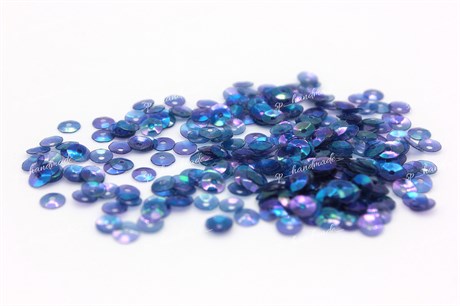 Пайетки чаши 118 Irise Transparenti радужные синие прозрачные 3 мм 3 гр (Италия) - фото 32059