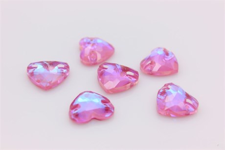 Стразы пришивные Aurora A3259 , Сердце, Crystal Lotus Pink Delite   14х12 мм   1 шт  (стекло K9) - фото 33236