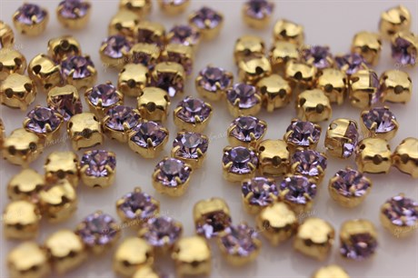 Шатоны пришивные Preciosa Maxima Violet   / оправа - цвет gold ss12/3,0-3,2 мм 10 шт (Чехия)   10шт - фото 33338