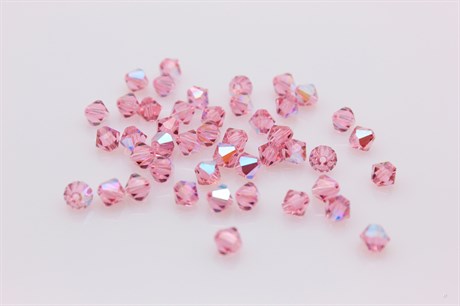 Биконусы хрусталь 5 мм Rose Glitter 10 шт (Preciosa) - фото 36794
