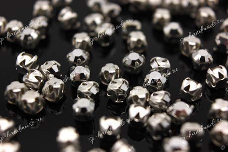 Шатоны Preciosa хрустальные ss16 (3,8-4,0 мм) цвет оправы серебро 10 шт Labrador - фото 37343