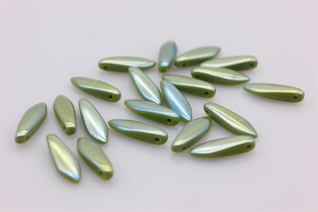 Уценка! Бусина Dagger 5*16 мм с одним отверстием Opaque Green Full Light  AB (53410/28303), 11 шт DG-15-Уценка - фото 37634