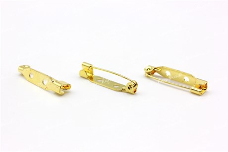 Основа для броши стандартный замок цвет золото 25 мм 10 шт (Япония) D-14-СП12.09 - фото 38129