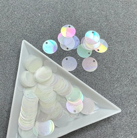 Пайетки плоские со смещенным центром 10 мм, цвет 101 прозрачные радужные, 3 гр (Италия) - фото 38858