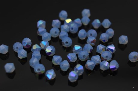 Биконусы хрусталь 5 мм Light Sapphire Opal AB 10 шт (Preciosa) - фото 39266