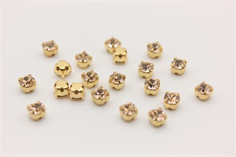 Шатоны пришивные Preciosa Maxima ss16 (3,8-4,0 мм) Gold Quartz, цвет оправы золото, 10 шт (Чехия) PR-823 - фото 39377