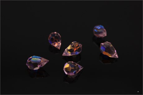 Подвеска хрустальная Drop Pendant (681) Preciosa 6*10 mm Pink Sapphire AB / 1 шт (Чехия) DP-56 - фото 40541