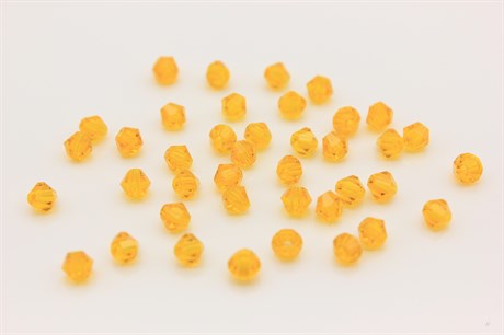 Биконусы стеклянные,  4x4 мм,  отверстие: 1 мм, цвет оранжевый,   40 шт (Китай) - фото 40931
