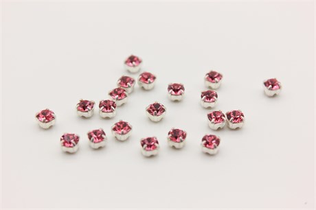 Шатоны пришивные Preciosa Maxima Rose / оригинальная оправа - цвет silver ss16/3,8-4,0 мм 10 шт (Чехия) PR-807 - фото 43360