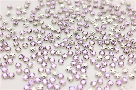 Шатоны пришивные Preciosa Rose Maxima ss16 (3,8-4,0 мм) Crystal Vitrail Light, оправа крестовая плоская - цвет серебристый, 10 шт (Чехия) PR-1256 - фото 43766