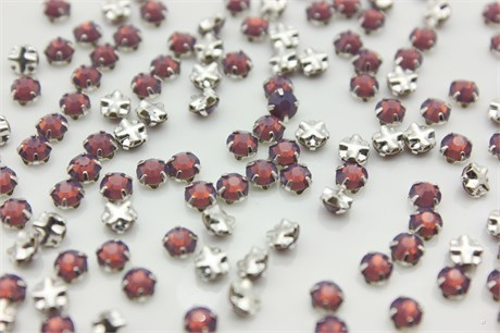 Шатоны пришивные Preciosa Rose Maxima ss16 (3,8-4,0 мм) Amethyst Opal, оправа крестовая плоская - цвет серебристый, 10 шт (Чехия) PR-1267 - фото 44001