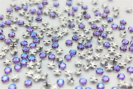Шатоны пришивные Preciosa Rose Maxima ss16 (3,8-4,0 мм) Crystal Bermuda Blue, оправа крестовая плоская - цвет серебристый, 10 шт (Чехия) PR-1253 - фото 44116