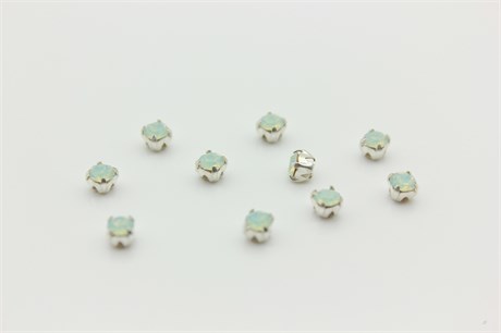 Шатоны хрустальные Preciosa Chrysolite Opal / цвет оправы - серебро / ss12 (3,0-3,2 мм) 10 шт (Чехия) PR-1290 - фото 44862