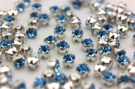 Шатоны пришивные Preciosa Maxima ss12 (3,0-3,2 мм) Aquamarine, цвет оправы серебро, 10 шт (Чехия) 36746 - фото 51786