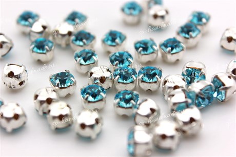Шатоны пришивные Preciosa Maxima ss12 (3,0-3,2 мм) aqua Bo DF цвет оправы серебро, 40 шт (Чехия) 36858 - фото 51903