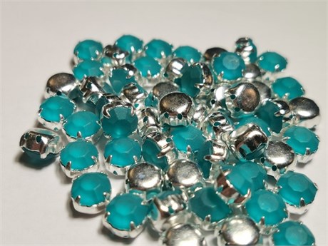 Шатон хрустальный с матовым покрытием ss39 (8,15-8,40 мм) Blue Zircon DF (matt) цвет оправы серебро 37485 - фото 52686