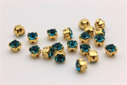 Шатоны Preciosa Blue Zircon /оправа - цвет золото / Optima ss12/3,0-3,2 мм 20 шт (Чехия)