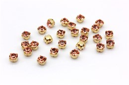 Шатоны пришивные Preciosa цвет оправы золотой Apricot Maxima ss16/3,8-4,0 мм 10 шт (Чехия)